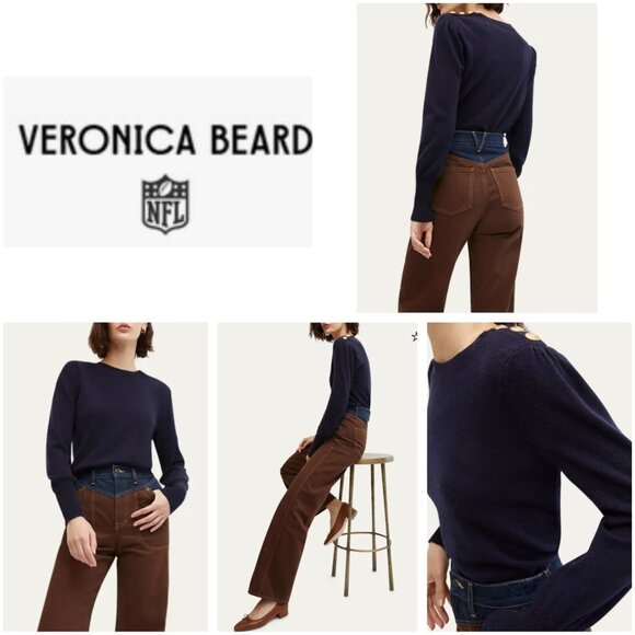 Veronica Beard Nelia Cashmere Crewneck Sweater size S Blue pullover - Picture 1 of 12